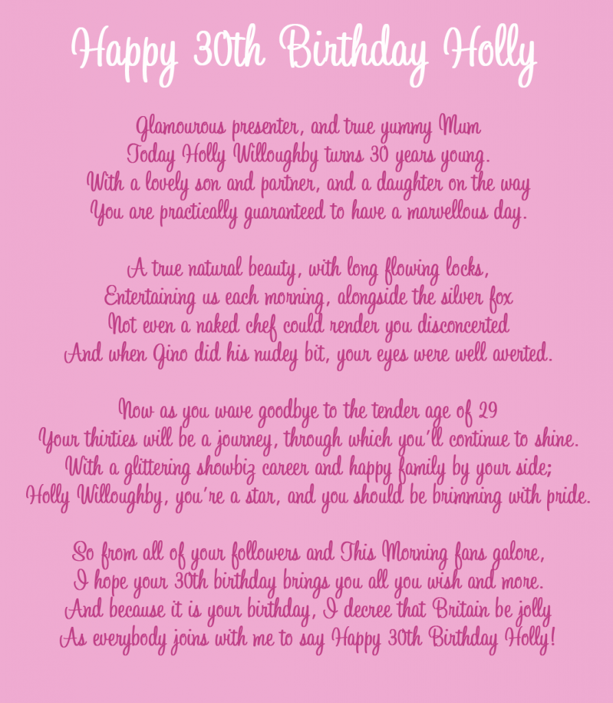 Holly Willoughby Birthday Poem