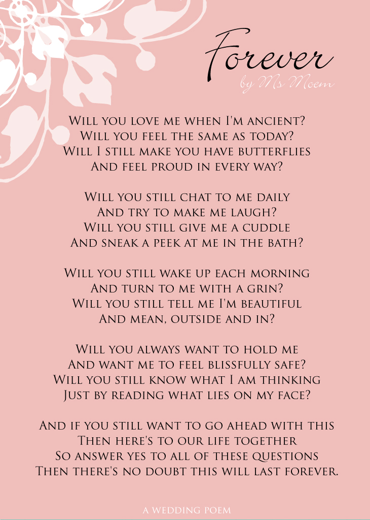 forever wedding poem by ms moem