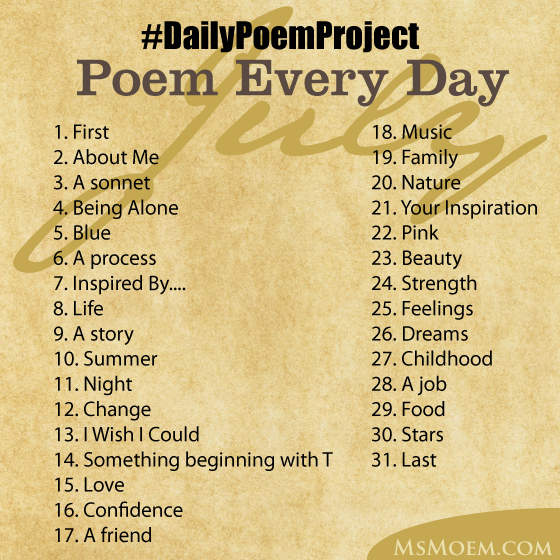 #DailyPoemProject - Poem Every Day In July Challenge | Ms Moem