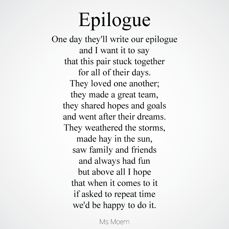 Epilogue - A Wedding Poem by Ms Moem @msmoem