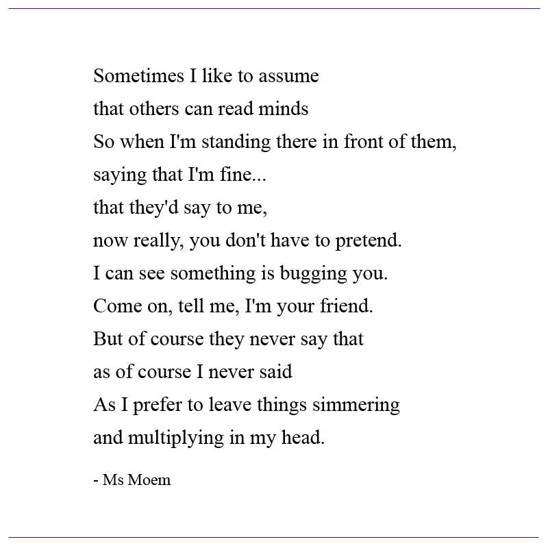 mind reader poem by English poet Ms Moem